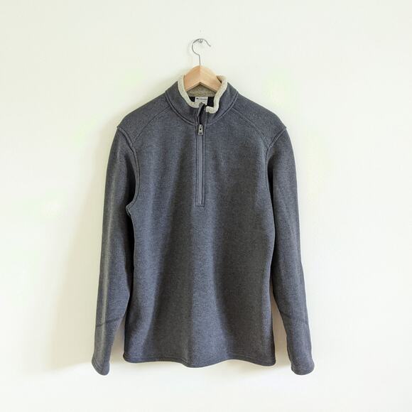 Columbia Men's 1/4 Zip Knit Pullover Size Small Gray Fleece Lined Sherpa Collar - Picture 1 of 6